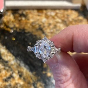 Elegant vintage look Sterling Silver gemstone Ring engagement size 6.75